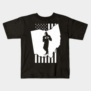 Ohio Bigfoot American Flag Kids T-Shirt